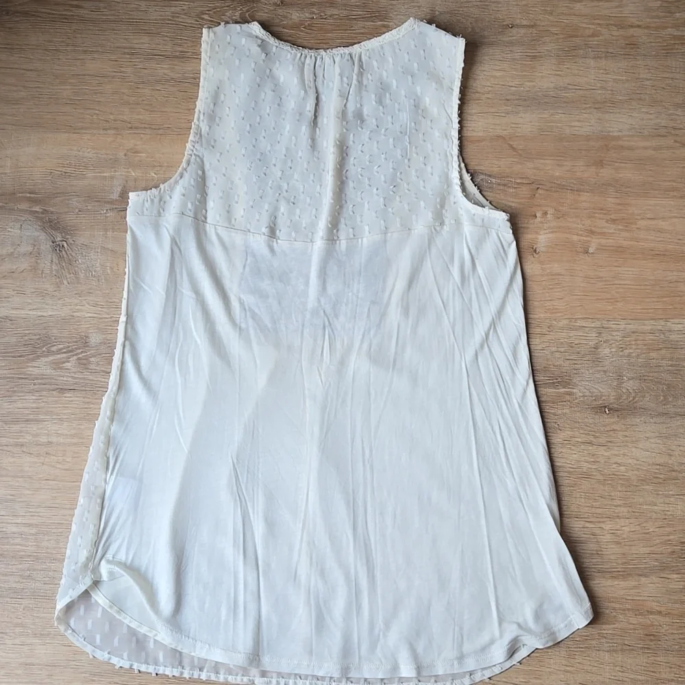 Anthropoloie One September lvory Sleeveless Bloue Sz S - Picture 8 of 11